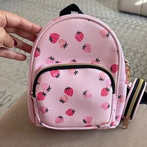 Strawberry Print Kids Backpack plus 2 super cute mini purses